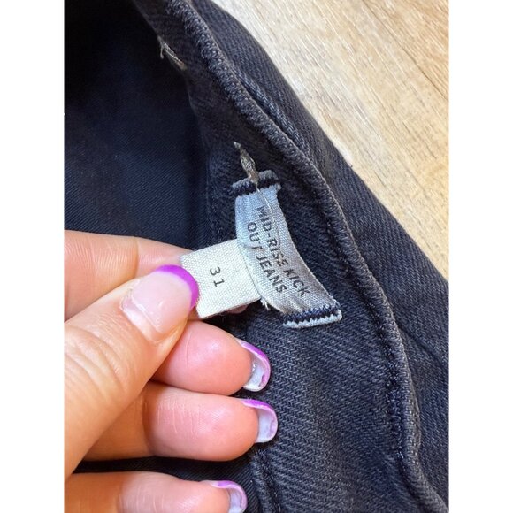 Madewell Womens Black Jeans Size 31 Mid-Rise Kick Out Flare - Picture 3 of 8